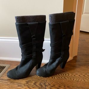 Black leather boots